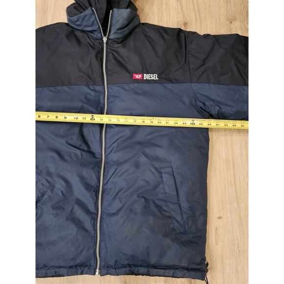 Vintage 90s Y2K Diesel Oversized Reversible Puffer Jacket Men's Large Blue - Picture 6 of 8